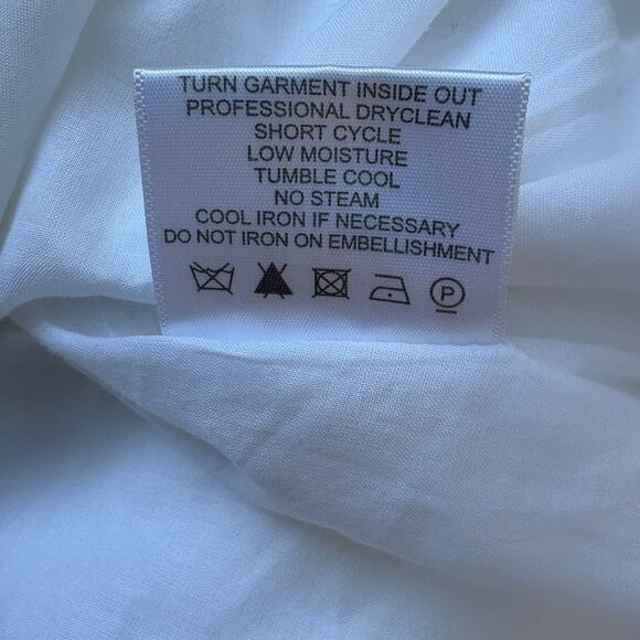 Tory Burch Beaded Mini Dress Tunic Sz 4 White Linen Brown Floral Embellished - Picture 9 of 16